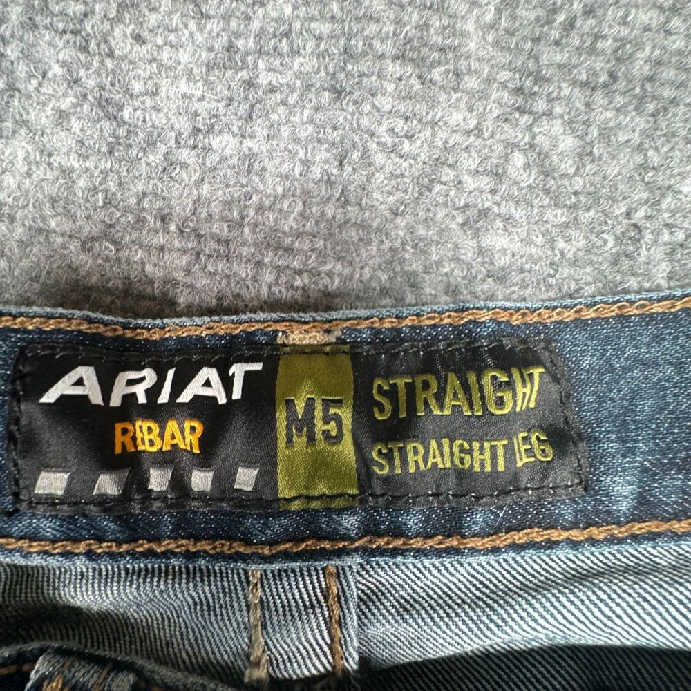 Ariat Rebar M5 31x32 Denim Jeans Men's Straight Leg Medium Wash Workwear - Picture 10 of 10